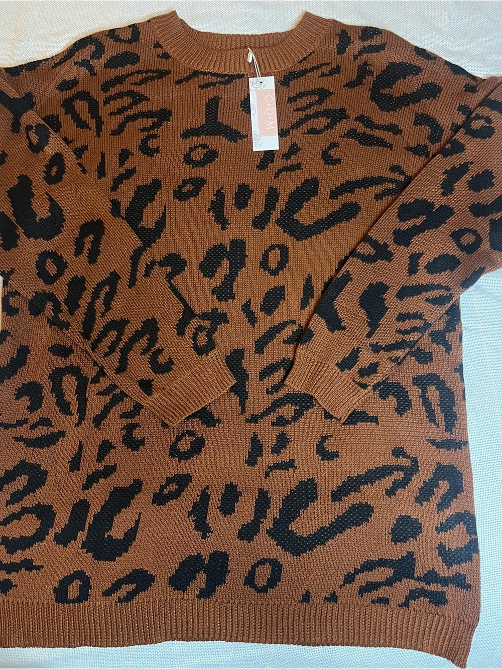 C+D+M Cozy Brown Leopard Crewneck Sweater